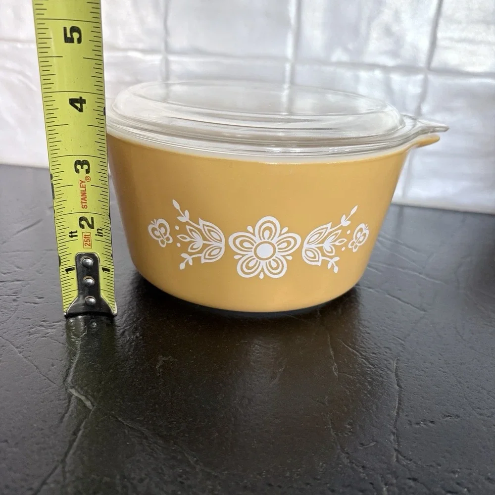VTG Pyrex 473-B Butterfly Gold 1 Quart Casserole Dish With Lid RARE